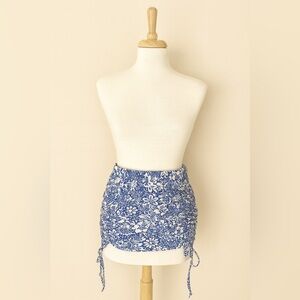Boho Floral Print Drawstring Skirt - Size S